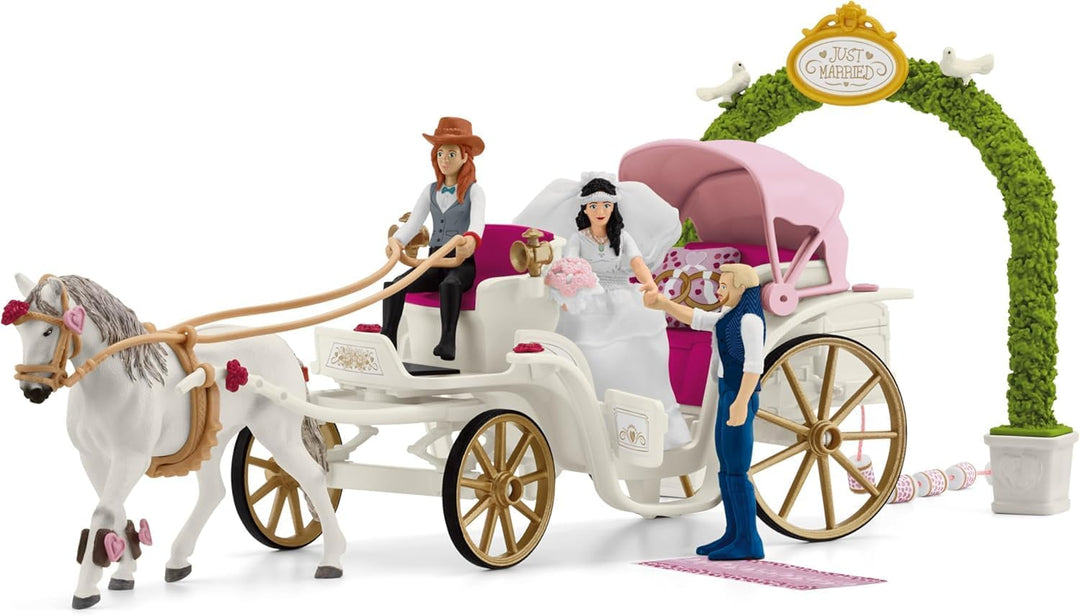 SCHLEICH 42641 Hochzeitskutsche, ab 5 Jahren, Horse Club - Spielset, 106 Teile & 42659 Waldbauer mit