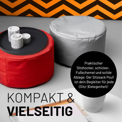 Lumaland Sitzsack Pouf (50 L) | Kompakter Sitzsack mit 3-in-1-Funktion: bequemer Hocker, praktisches