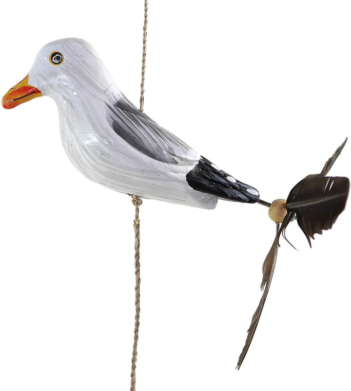 ART-CRAFT Möwe-Rudil mit Feder Propeller mit 3 Vögeln Holz Tierfiguren als Maritime deko, Balkon-dek