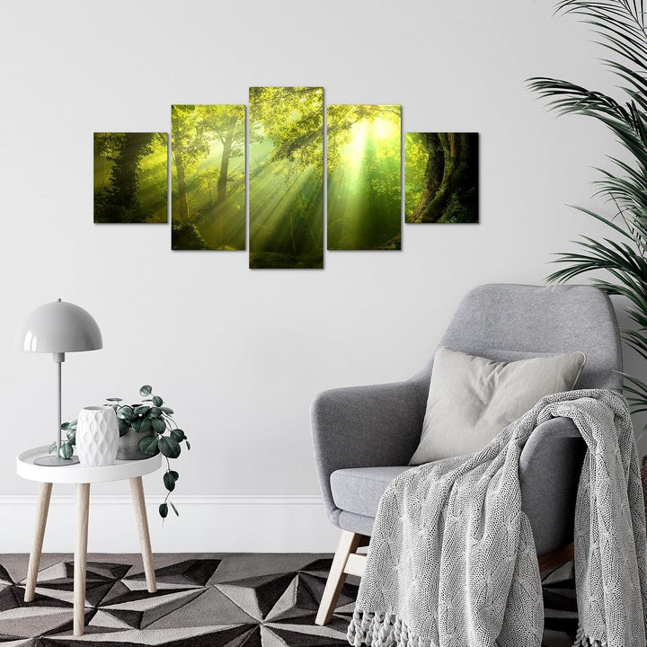 Runa Art Wandbilder Wald Landschaft 5 Teilig Bild auf Vlies Leinwand Deko Schlafzimmer Wohnzimmer So