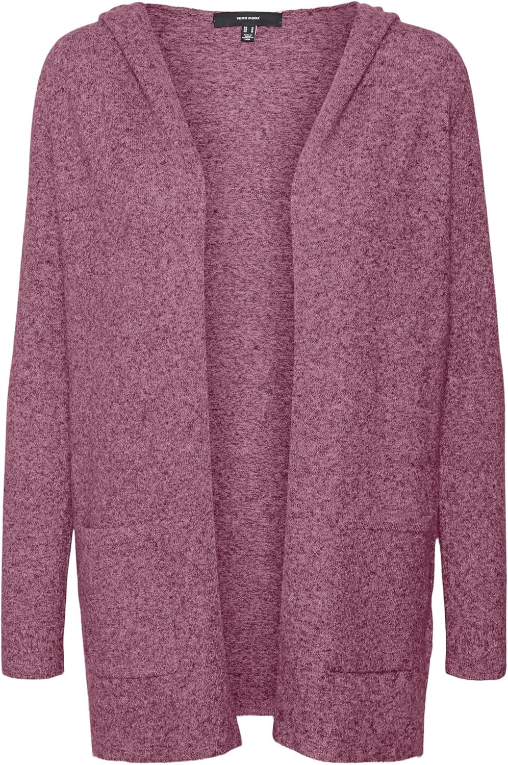 VERO MODA Damen Vmdoffy Ls Open Hood Cardigan Ga Noos Strickjacke, Woodrose/Detail:melange