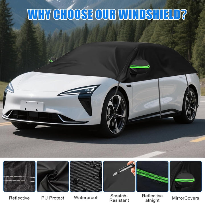 Auto Abdeckplane Halbgarage wasserdicht Universell Allwetterschutz für Auto Windschutzscheibe Schutz
