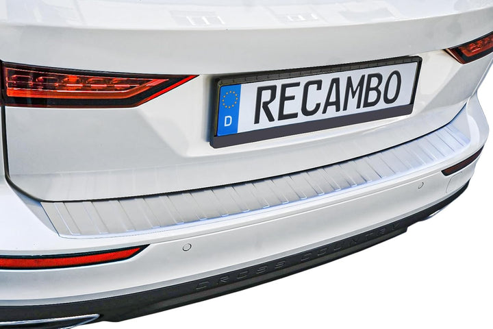 RECAMBO Ladekantenschutz Edelstahl matt gebürstet mit Textur - kompatibel für Volvo V60 2 - BJ ab 20
