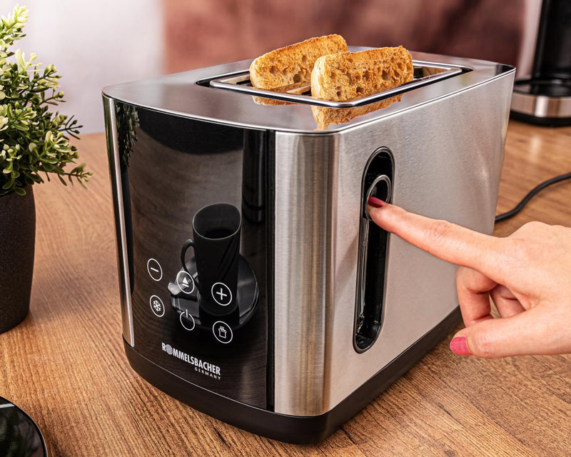 ROMMELSBACHER TOASTER TO 850, 2 breite Schlitze für Brote bis XL Toast, automatische Brotscheibenzen