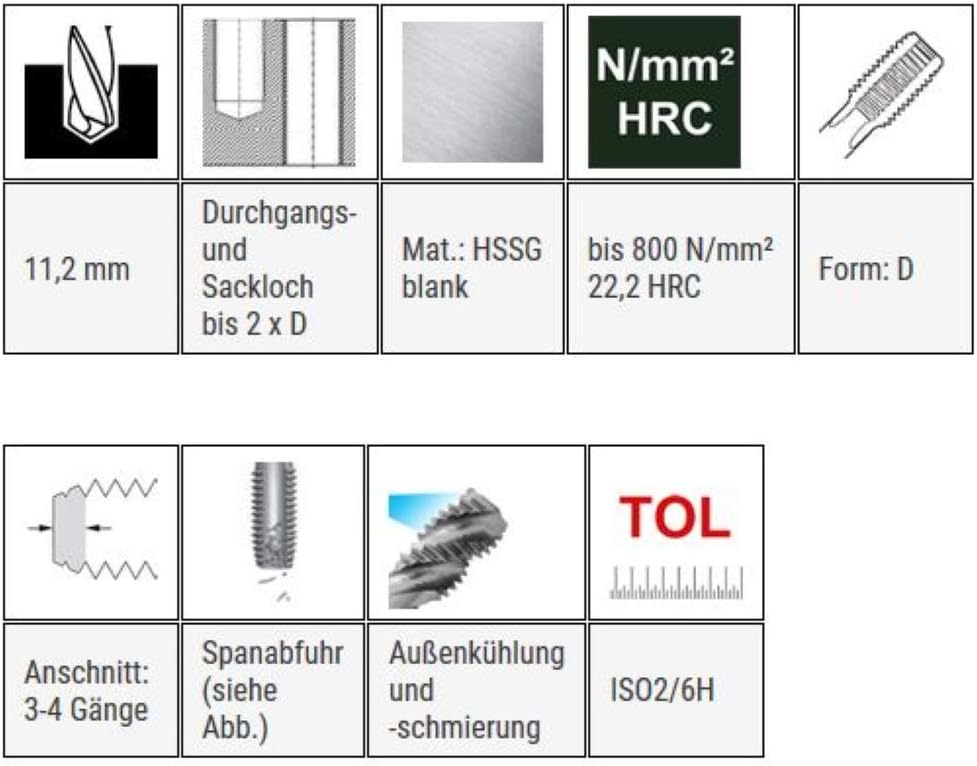 BAER HSSG Einschnittgewindebohrer Form D - MF 12 x 0,75 - Gewindeschneider - Gewindebohrer - Gewinde