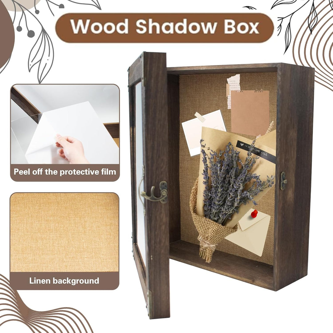 Holz Schattenbox Rahmen 12,7 cm tief, rustikale Vitrine mit transparentem Acrylfenster für DIY-Baste