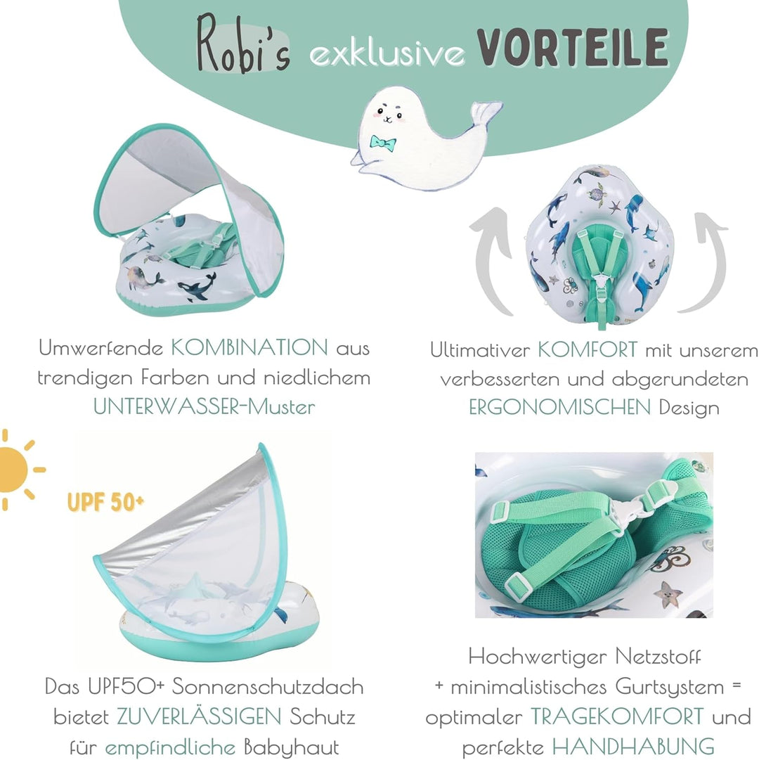 EDWEKIN® Einzigartiger Baby Schwimmring mit handgemalten Motiven | Innovative Baby Schwimmhilfe mit