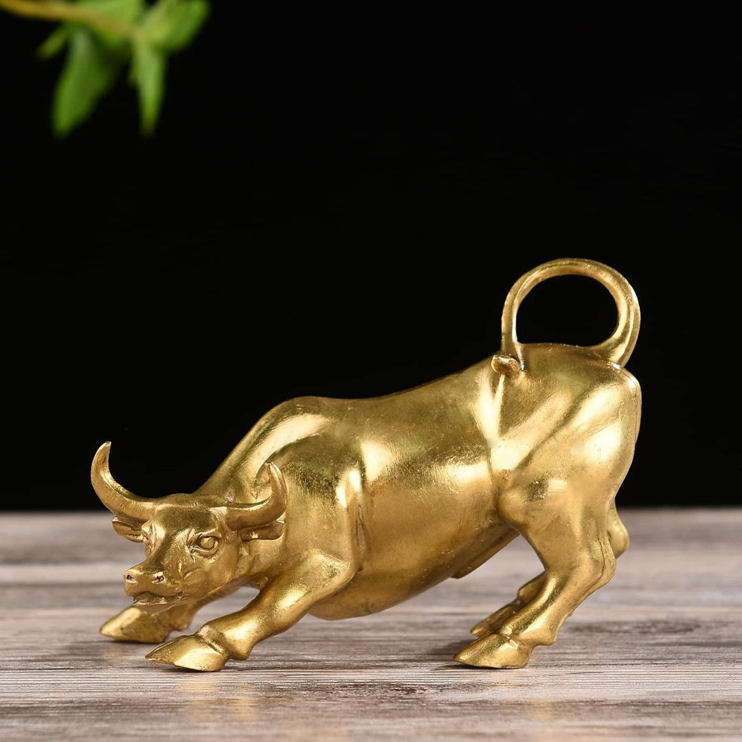 STCREE Messing Wall Street Bull Statue Feng Shui Glückssymbol für Börsenmarkt Home Office Dekoration