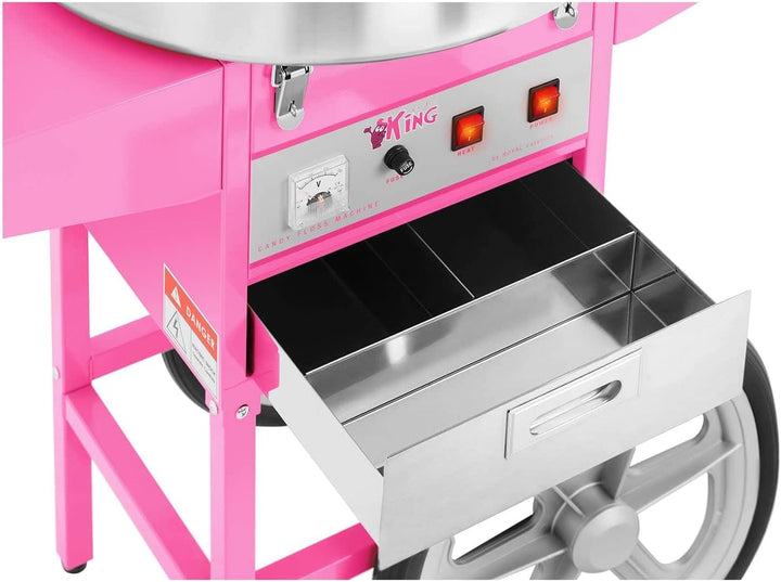 Royal Catering RCZC-1200-W Zuckerwattemaschine mit Wagen Cotton Candy Machine (Ø 52 cm, 1.200 W, 1 E