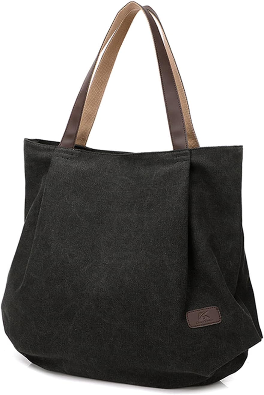 PORRASSO Grosse Schultertasche Canvas Hobo Taschen Damen Handtasche Fraue Shopper Tote Henkeltasche