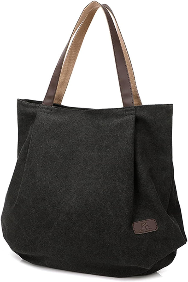 PORRASSO Grosse Schultertasche Canvas Hobo Taschen Damen Handtasche Fraue Shopper Tote Henkeltasche