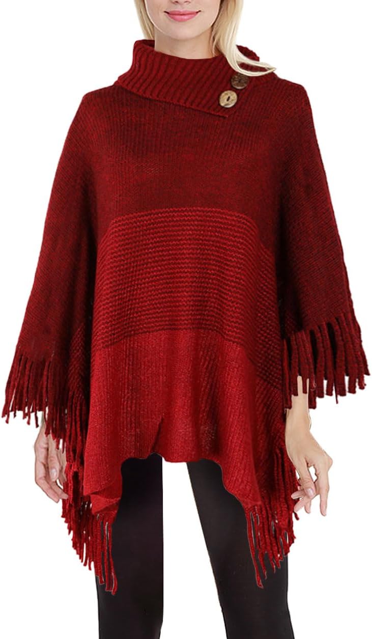 JFAN Poncho Damen Winter Strick Ponchos &amp; Capes für Damen Elegant Warm mit Ärmel Lange Trendy Oversi
