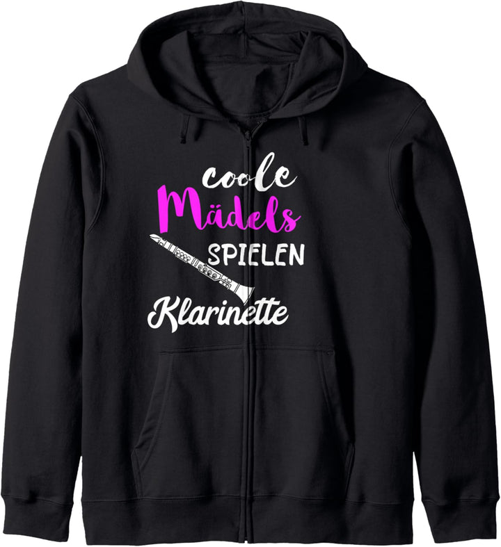 Coole Mädels Spielen Klarinette Klarinettist Musikschule Kapuzenjacke