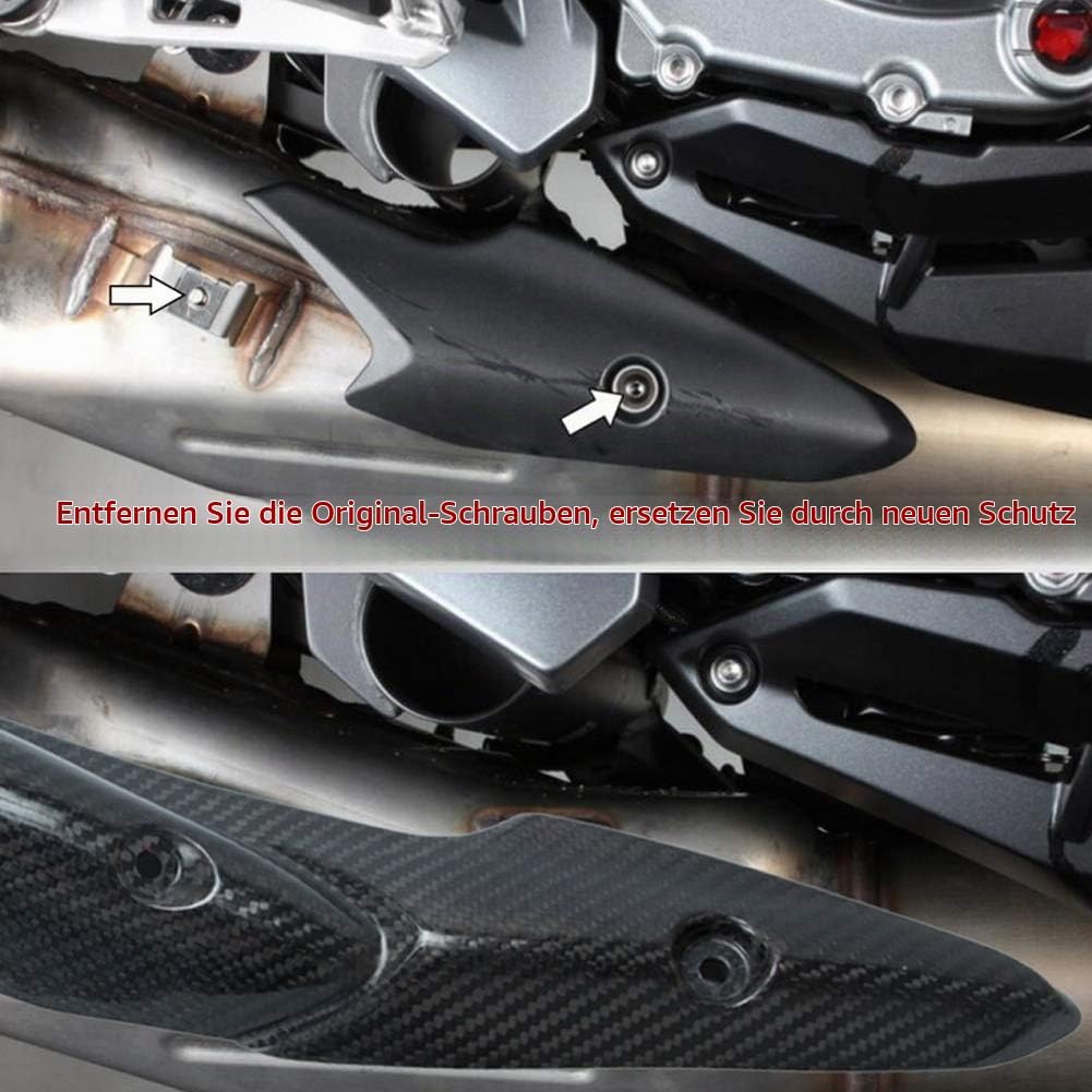 KSTE Motorrad Hitzeschild, Motorradauspuffanlage Carbon Fiber Hitzeschild Schalldämpferabdeckung Fit