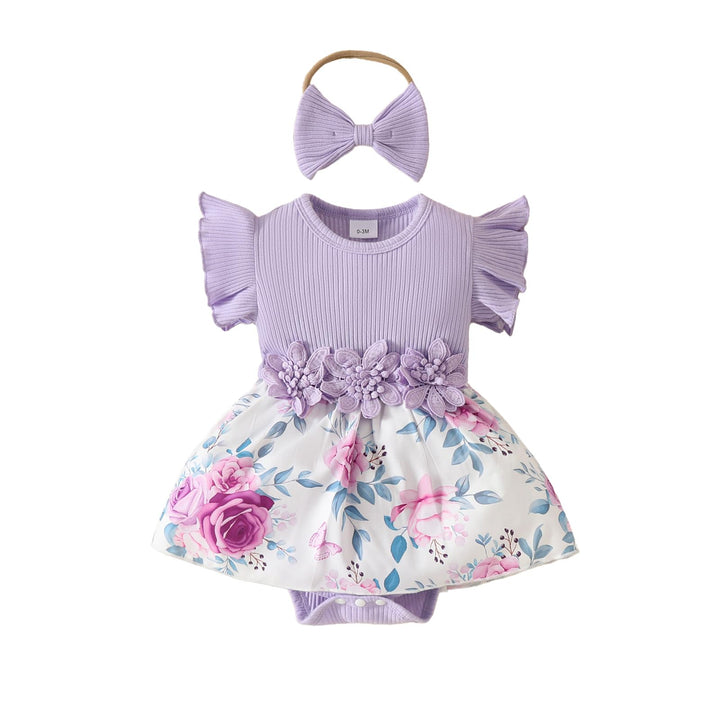 Neugeborenes Baby Mädchen Kleidung Sets Rüschen Kurzarm Tops Blumen Hosenträger Shorts mit Stirnband