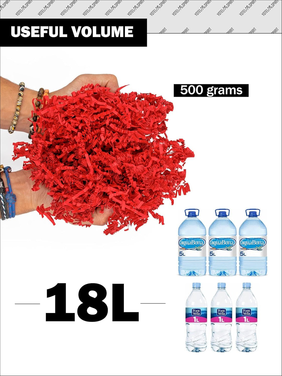 YOTEI SPIRIT® 500g Geschreddertes Rotes Papier für Geschenkbox – Füllmaterial für Pakete, Körbe, Box