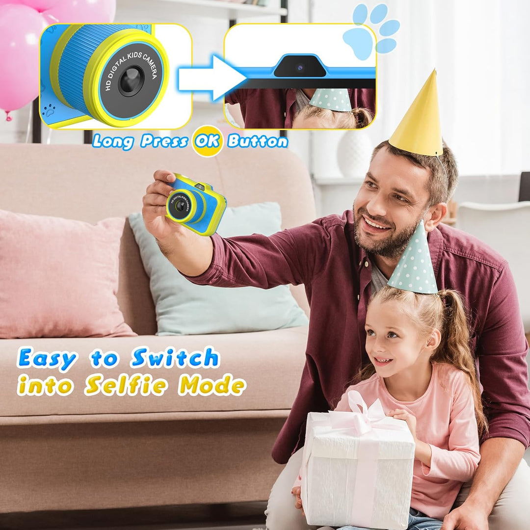 Kinderkamera, Ushining 3,5" Grossbildschirm Kinder Kamera mit 360° Drehbares Zoomobjektiv LED-Blitz