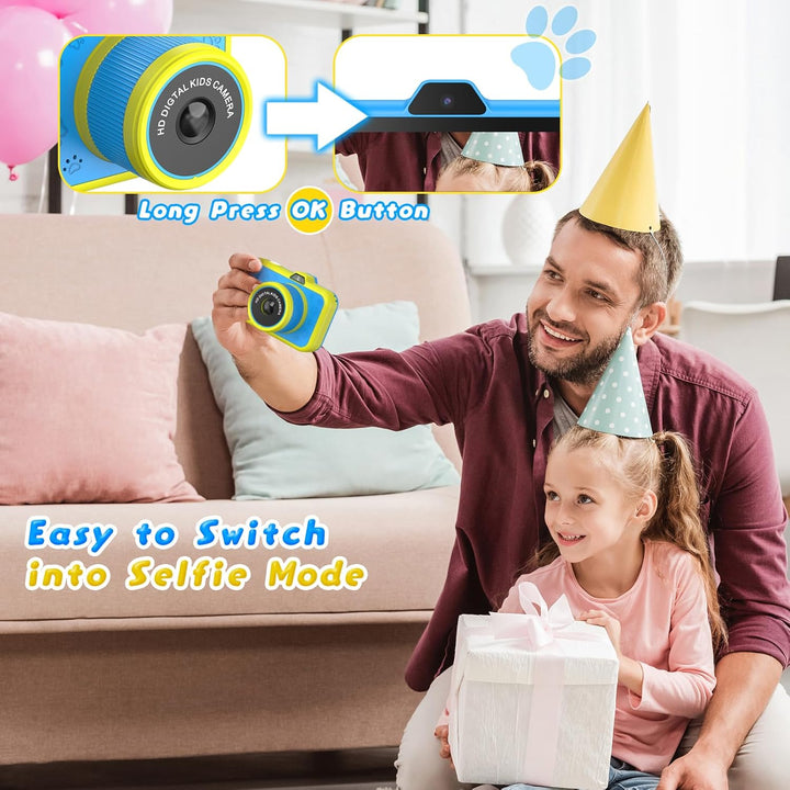 Kinderkamera, Ushining 3,5" Grossbildschirm Kinder Kamera mit 360° Drehbares Zoomobjektiv LED-Blitz