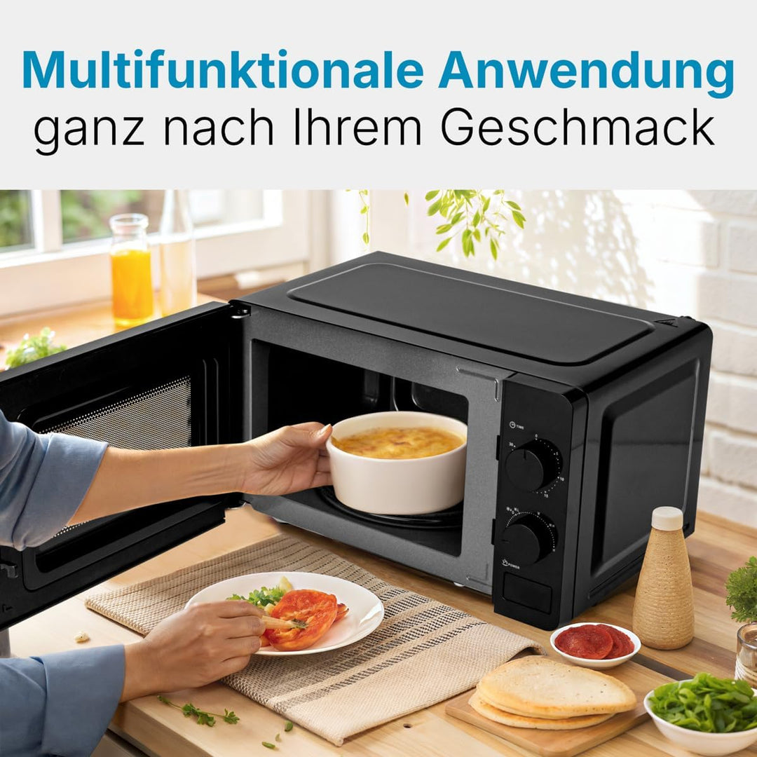 Clatronic® Mikrowelle | 700 Watt | 6 Stufen | 20 Liter Garraum | 360° Drehteller | Timer mit Endsign