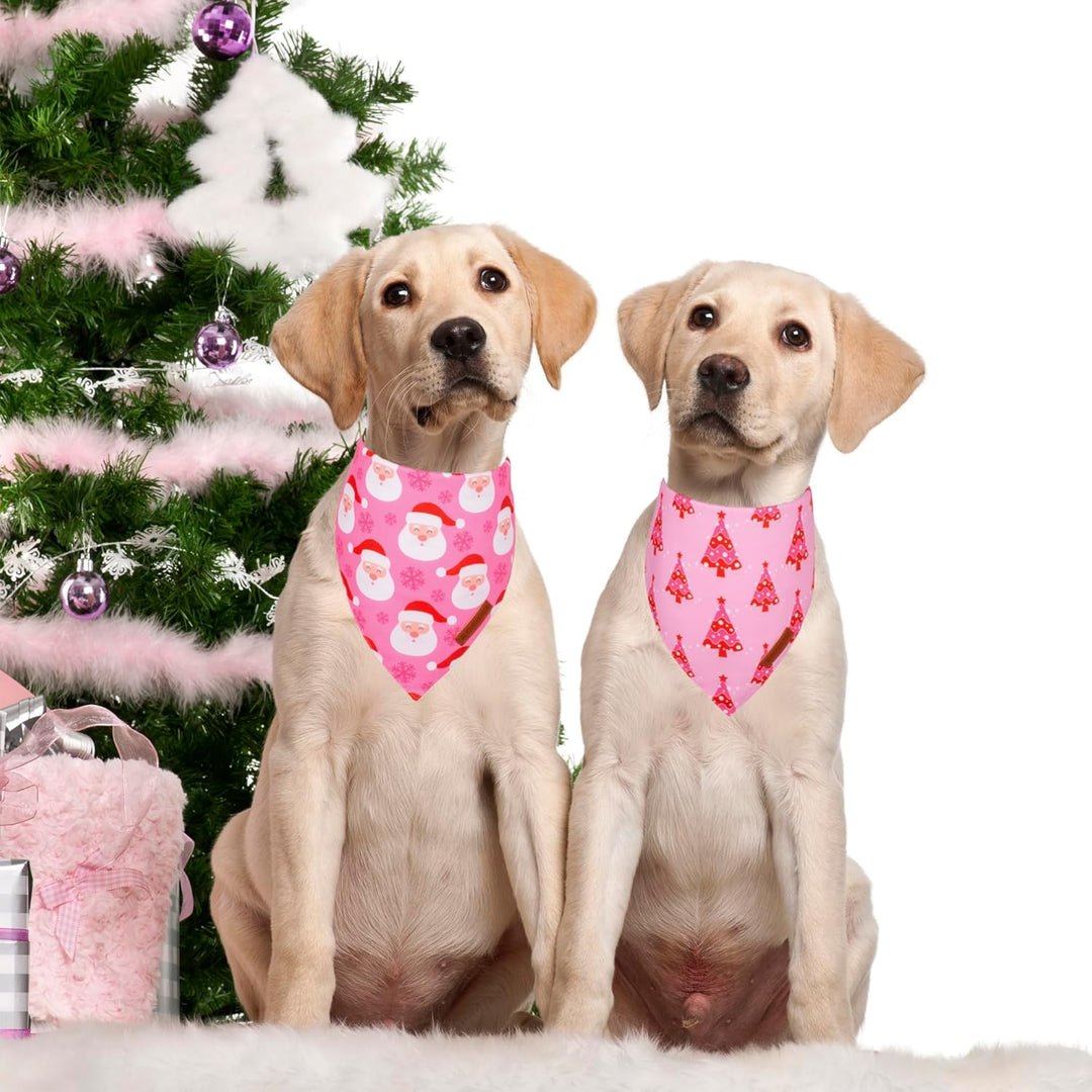 ADOGGYGO Hundehalstuch, Weihnachtsbaum, Weihnachtsmann, hochwertiger Stoff, verstellbare Passform, f