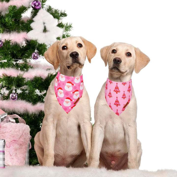 ADOGGYGO Hundehalstuch, Weihnachtsbaum, Weihnachtsmann, hochwertiger Stoff, verstellbare Passform, f