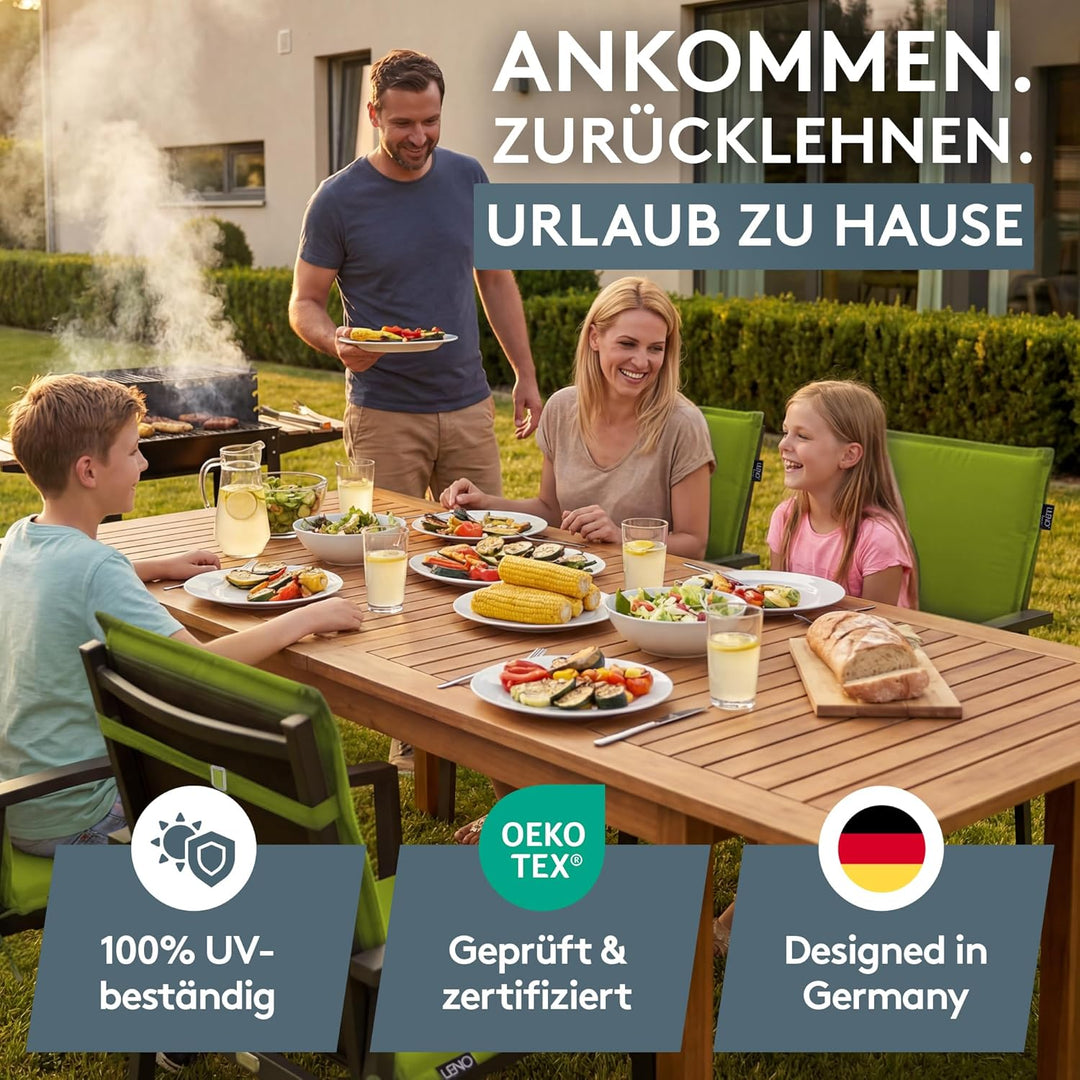 LILENO HOME Gartenstuhl Auflagen [2er Set - Niedriglehner] in Apfelgrün - Bequeme Liegen als Sitzauf
