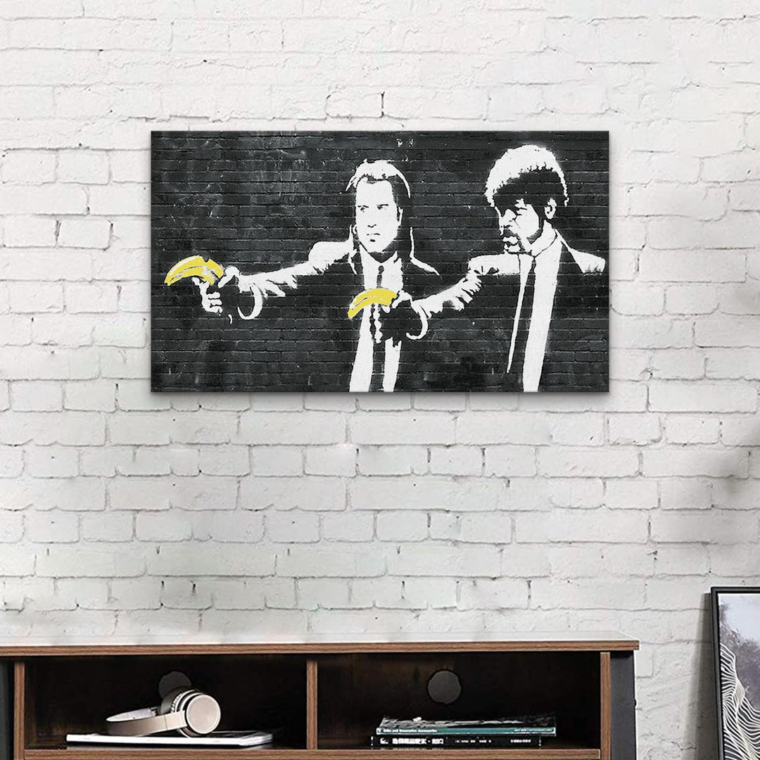 Giallobus - Gemälde - Banksy - - Standardleinwand - 140x80-19 - Jhon Travolta mit Banane - Bereit zu