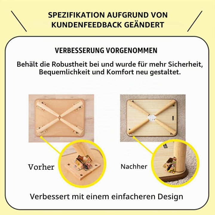 EMOOR Klapptisch Holz, Klein-Rund Naturfarben, Couchtish Tatami Tisch, Klein-Rund Naturfarben