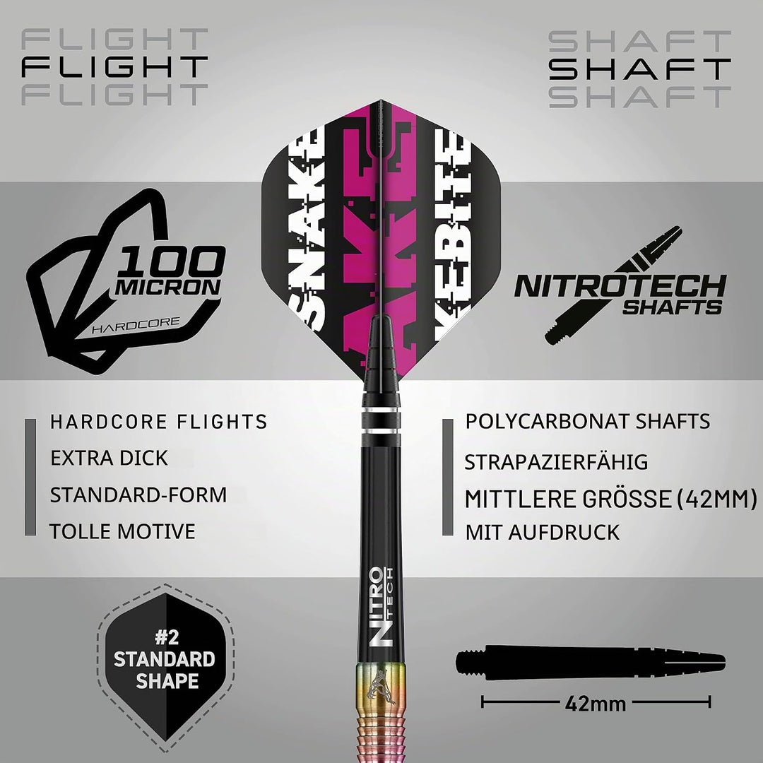 RED DRAGON Snakebite Weltmeister 2020 Auflage Wolframpfeile Einschliesslich Flüge und Stiele 23.0 Gr
