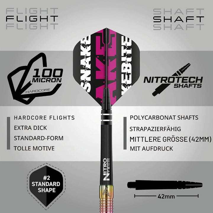 RED DRAGON Snakebite Weltmeister 2020 Auflage Wolframpfeile Einschliesslich Flüge und Stiele 23.0 Gr