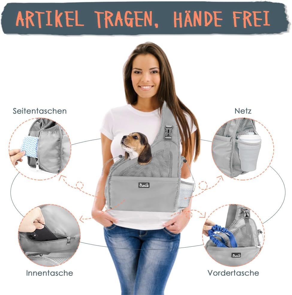 Eyein Hundefreundlich Tragetücher Hunde, Hände frei Reisetasche für kleine Haustiere mit verstellbar