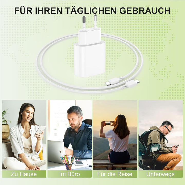 20W Ladegerät USB C für iPhone 14 13 12 11 SE Pro/Pro Max/Plus, Schnellladegerät& 1M Ladekabel Schne