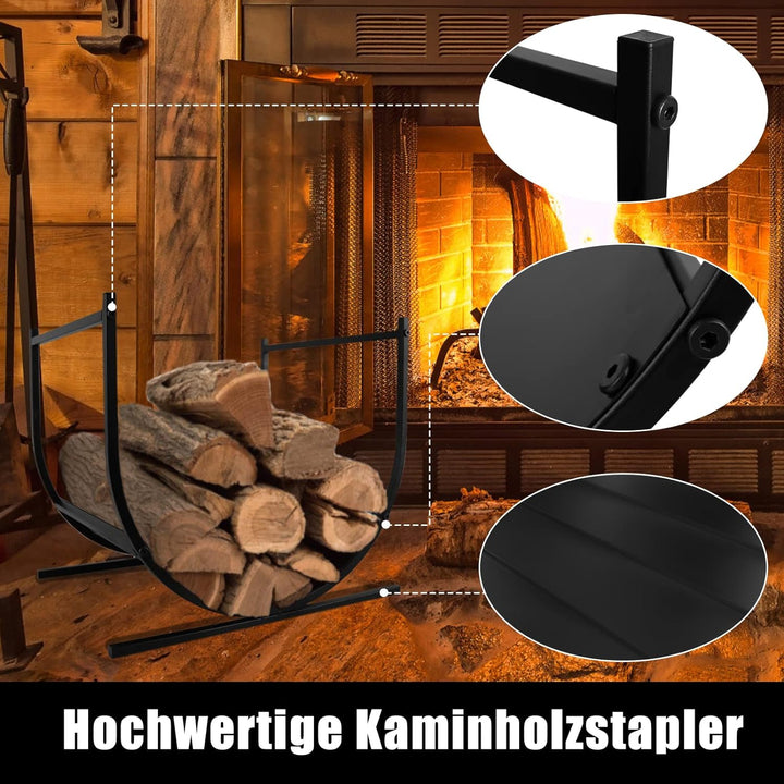 HENGMEI Kaminholzregal Innen Aussen, Halbrund Holzregal Kaminholz U-Förmiges Metall Brennholzregal H