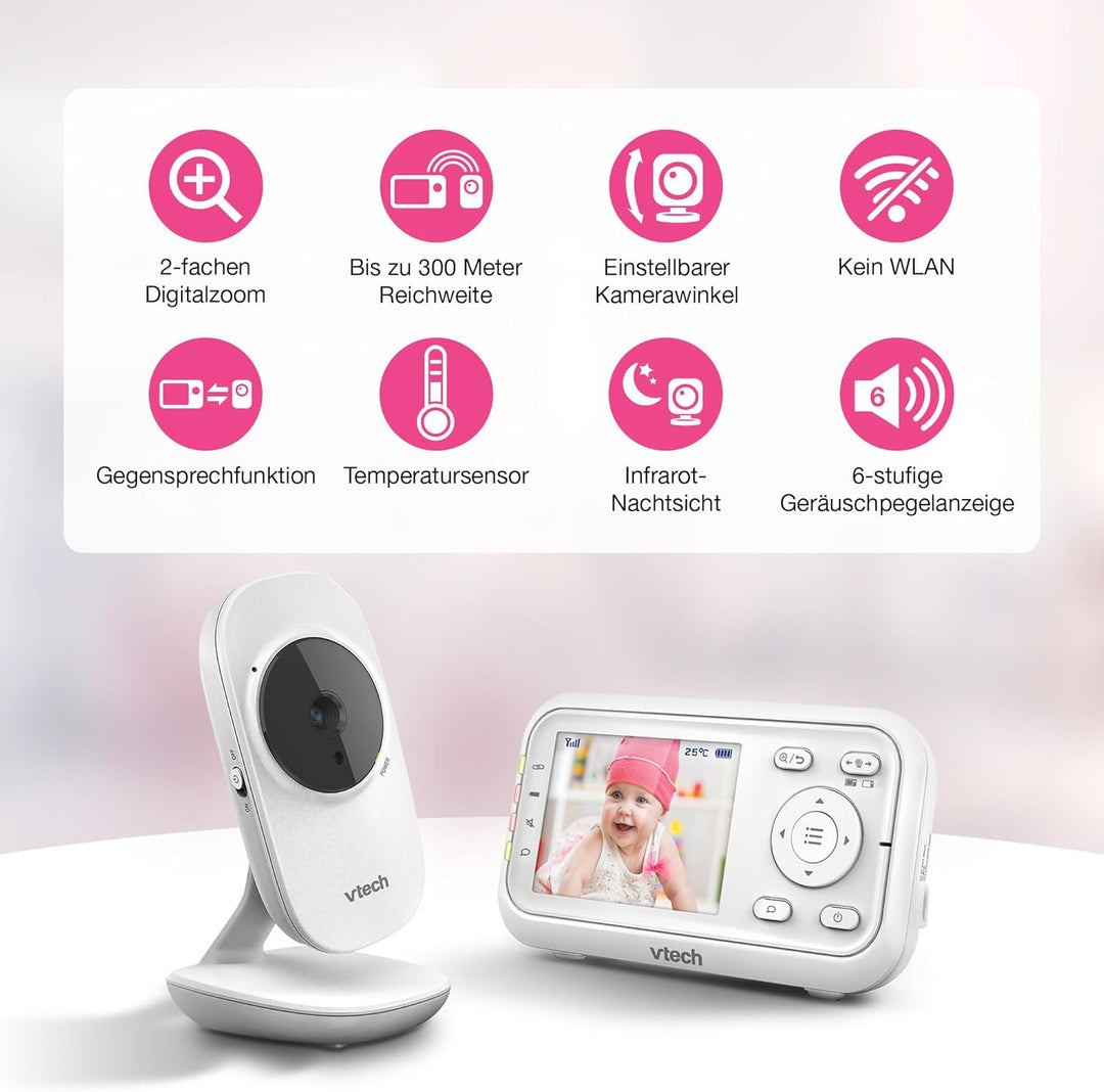 VTech Babymonitor VM3255 – Video-Babyphon mit beweglicher Kamera – Klarer Sound, 2,8" LCD-Farbbildsc