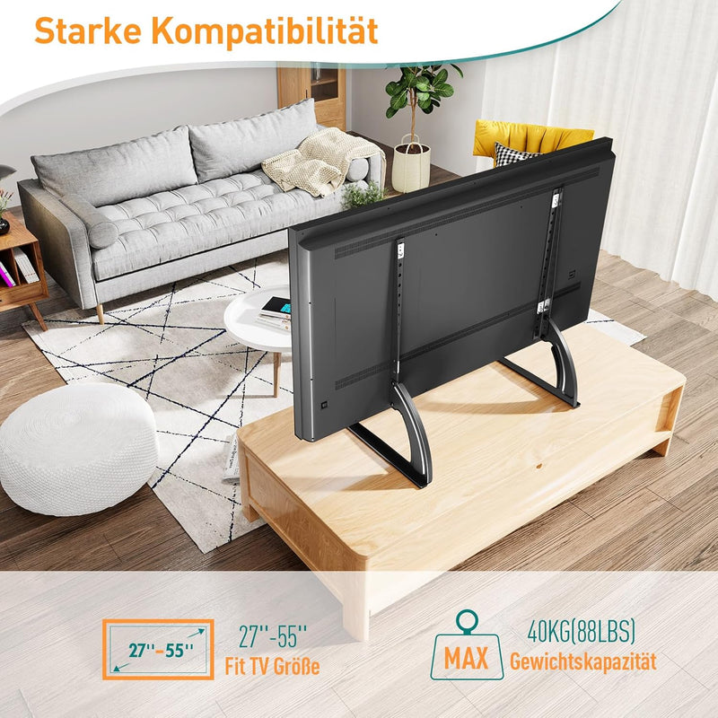 ELIVED Universal TV Ständer, TV Standfüsse für die meisten 27-55 Zoll LCD LED Fernseher bis zu 40KG,