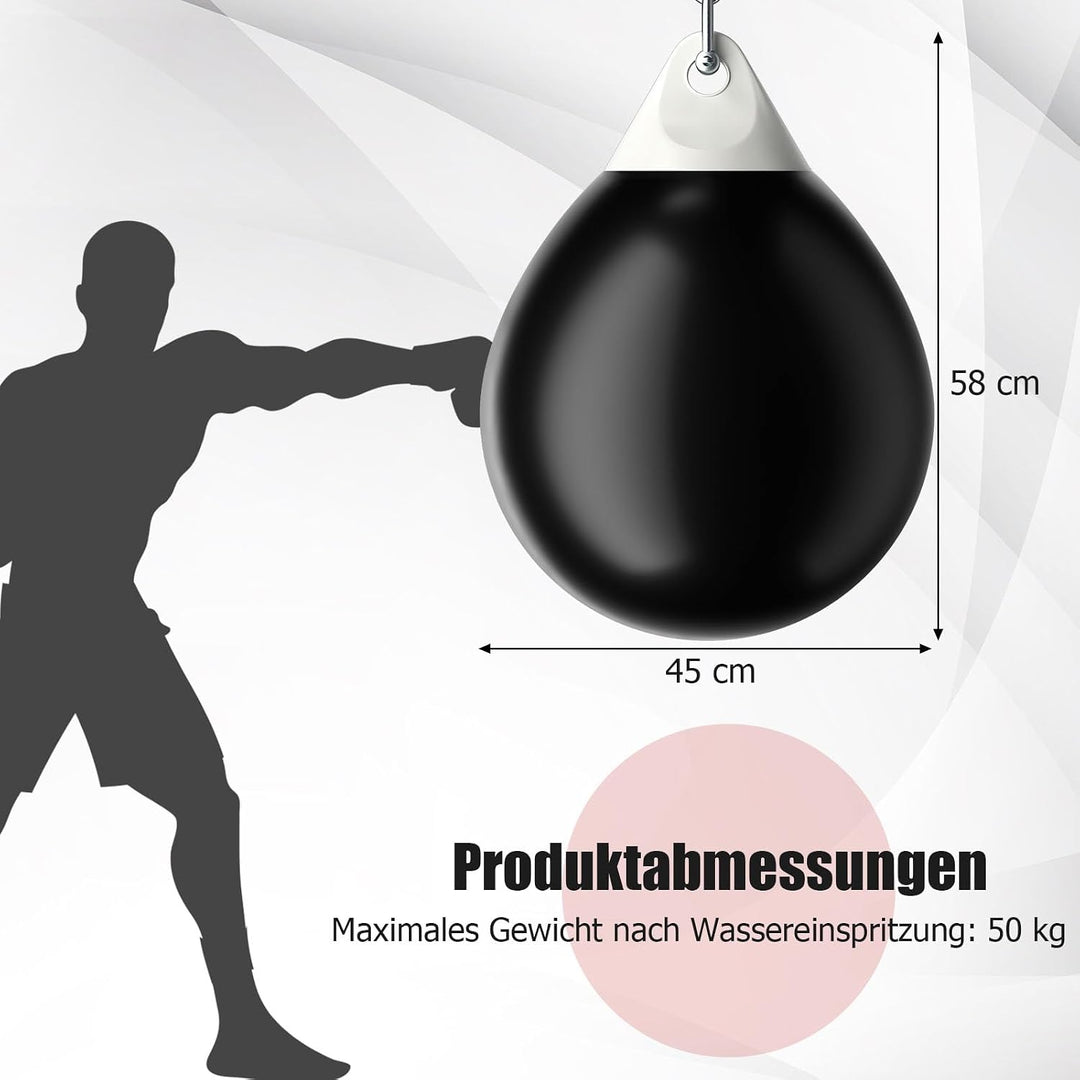 GOPLUS 45cm Wasser Boxsack, 50kg Boxing Punching Bag mit Wasser gefüllt, Schlinge, Wassereinspritzer