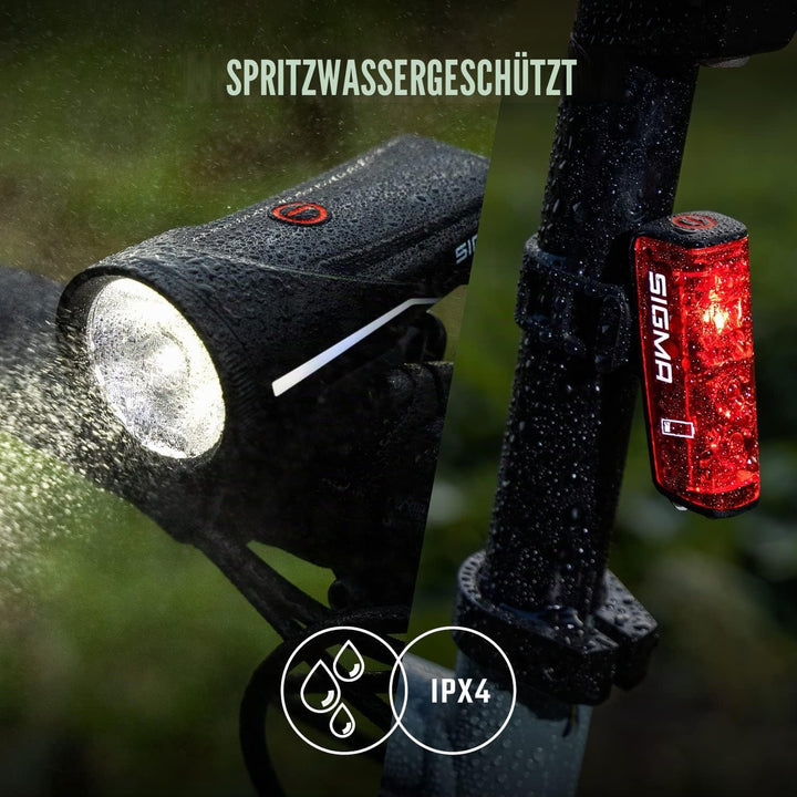 SIGMA Fahrradlicht Set Aura 100/Blaze Link (Silikonhalterung) | Innovative Kopplungsfunktion & Autom