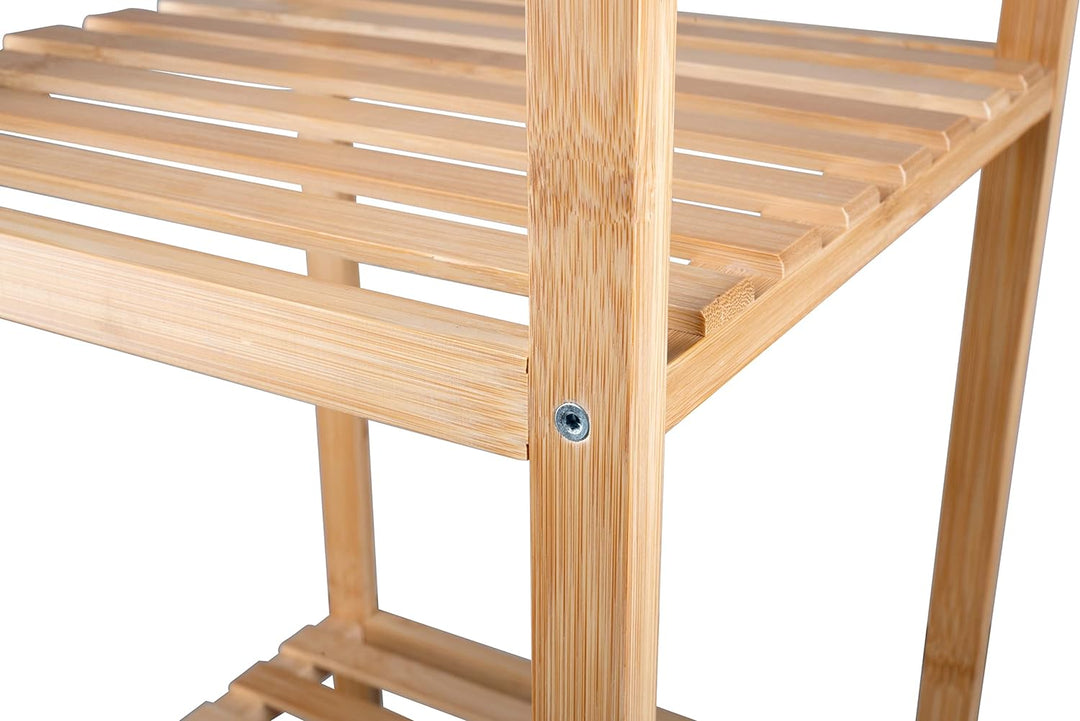 alpina Badregal mit 5 Ablagen - Badezimmerschrank auf Bambus - Badezimmer Regal für Badezimmer, Küch