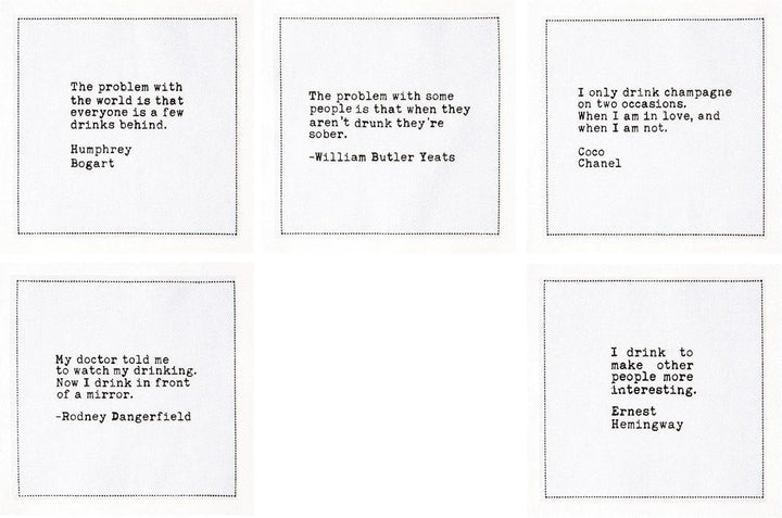 Signature Napkins Cocktail-Servietten, 50 Stück, 14 einzigartige Zitate, 11,4 x 11,4 cm, Weiss, Einz