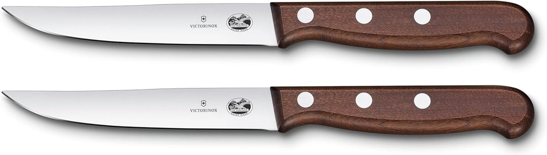 Victorinox Wood Steakmesser-Set, 2-tlg, extra scharfes Messer mit geradem Schliff, Ahornholzgriff