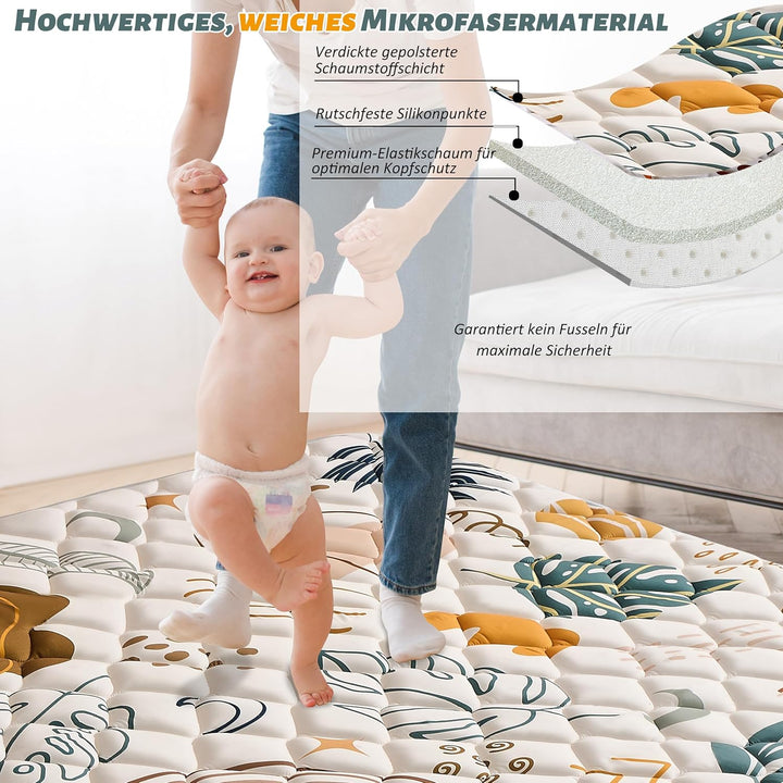 YBIKE Baby Spielmatte, Faltbare Grosse rutschfeste Dicke Baby Krabbelmatte 127x127cm, Tragbare Weich