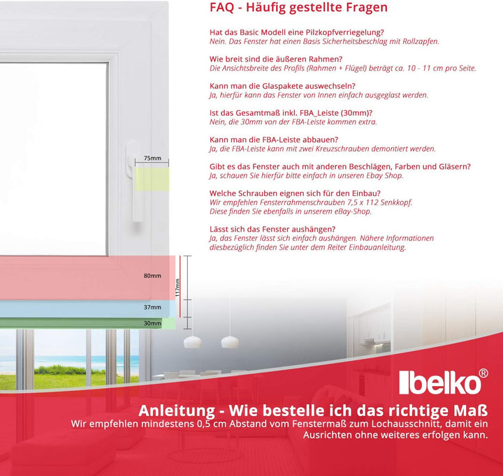 Kellerfenster - Kunststoff - Fenster - innen weiss/aussen weiss - BxH: 50 x 40 cm - 500 x 400 mm - D