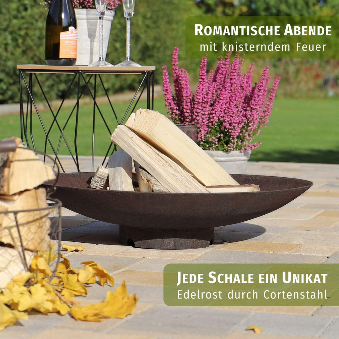 CLGarden Feuerschale Cortenstahl 60 cm rund Garten Feuerstelle CF60 klein robust 2,5 mm Corten Stahl