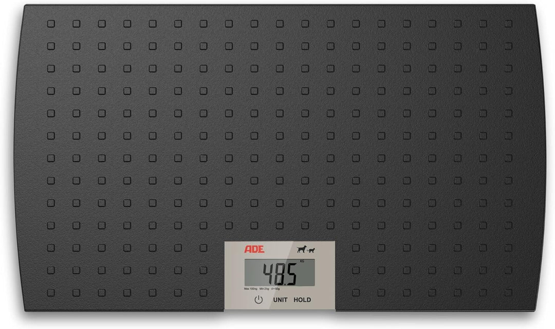 ADE Digitale Tierwaage Hundewaage für Hunde und Katzen (bis 65 cm Rückenlänge), Plattformwaage, Vete