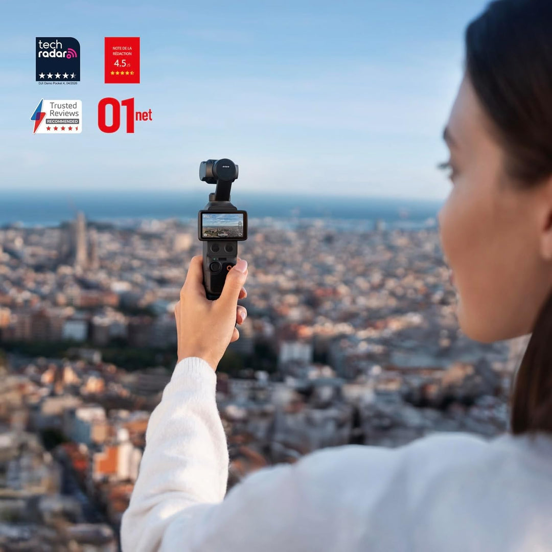DJI Osmo Pocket 4 Essential Combo, Pocket-Gimbal-Vlog-Kamera, 1″ CMOS und 4K/240fps, 3‑Achsen-Stabil