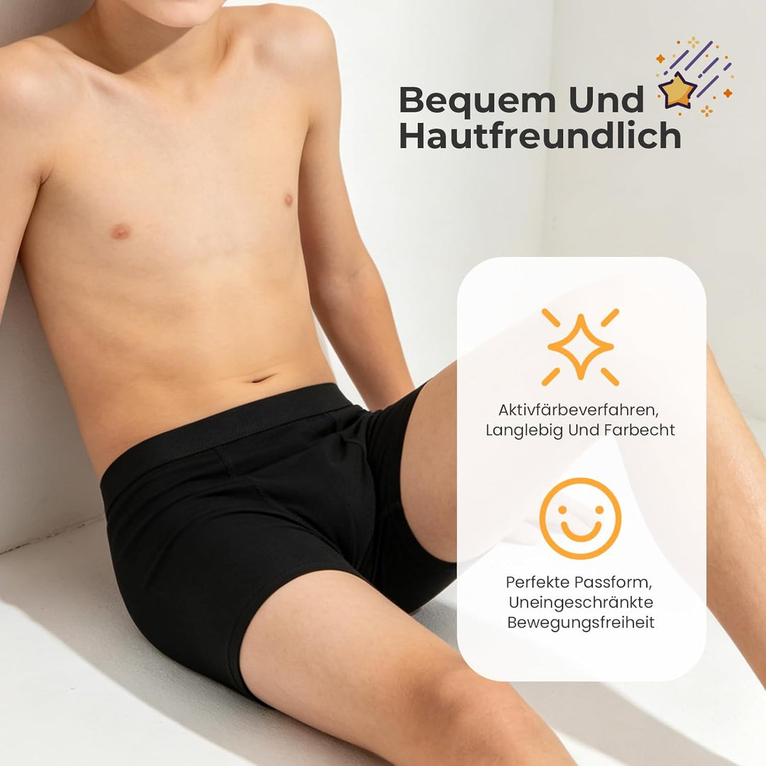 L&amp;K-II Boxershorts Jungen Baumwolle Kinder Unterhosen 10er Pack 1604 146-152 10er Black, 146-152 10e