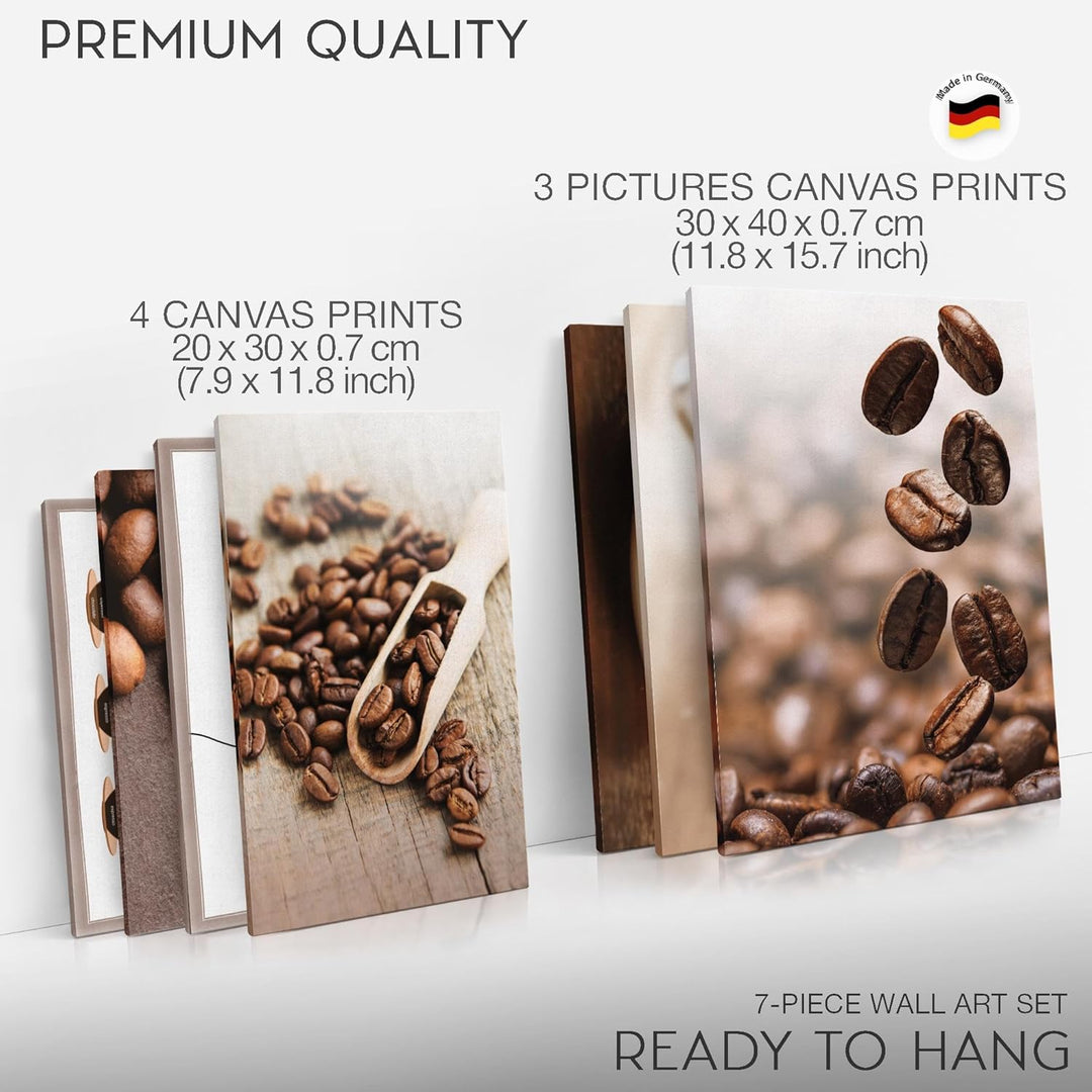 Novart Wandbilder Kaffee Küche - KOMPLETT AUFHÄNGFERTIG - Coffee Esszimmer Küchenbilder- 7 Moderne M