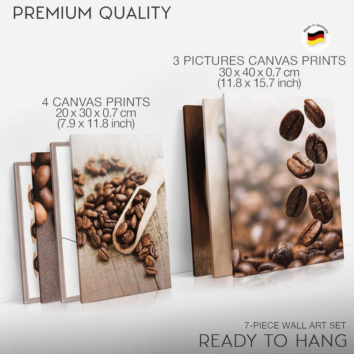Novart Wandbilder Kaffee Küche - KOMPLETT AUFHÄNGFERTIG - Coffee Esszimmer Küchenbilder- 7 Moderne M
