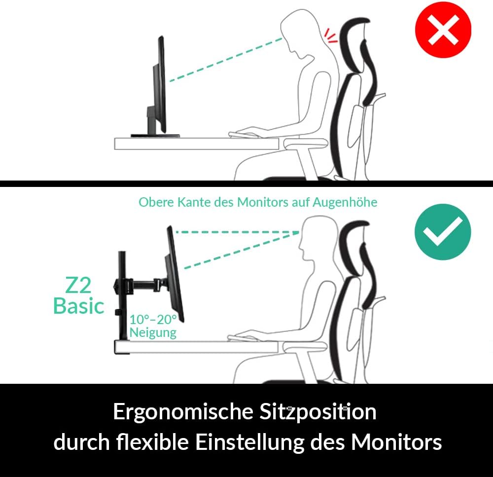 ARCTIC Z2 Basic - Monitor Halterung für 2 Monitore, Flexibler Monitor Arm, bis zu 28″/25″ Ultrawide,