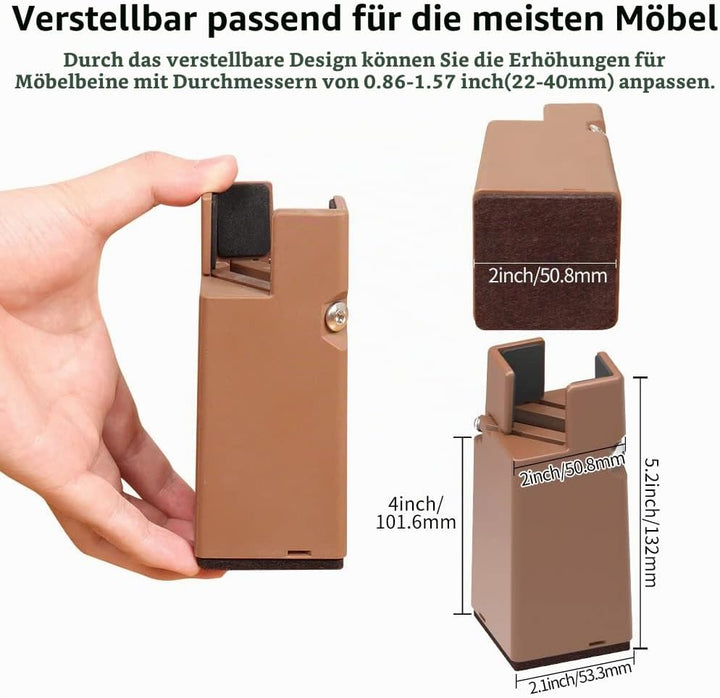 RCHYFEED Verstellbare Betterhöhung Möbelerhöhung 10cm mit Schraubklemme, Betterhöher 4 Zoll Schwerla